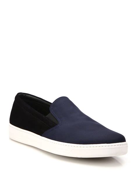 prada suede sneakers blue|prada nylon slip on sneakers.